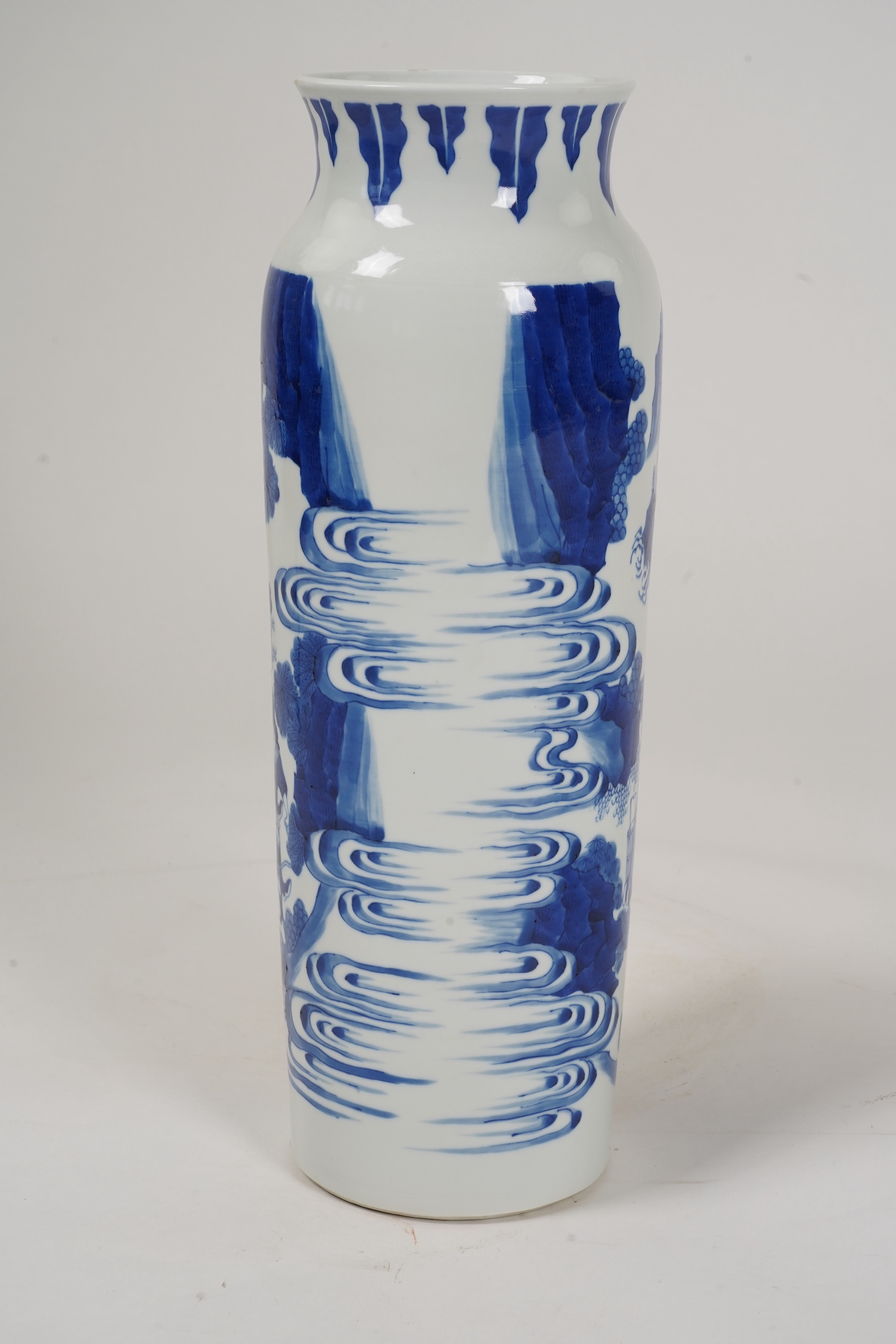 A Chinese blue and white ‘Tan Zi’ rolwagen vase, probably Chongzhen period (1627-1644)